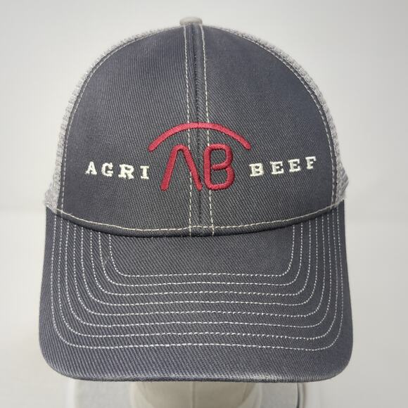 Agri Beef Strapback Trucker Hat Gray One Size Adjustable Embroidered Mesh Back - Picture 2 of 9
